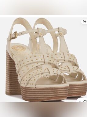 Vince Camuto Cream Studded Platform Sandals